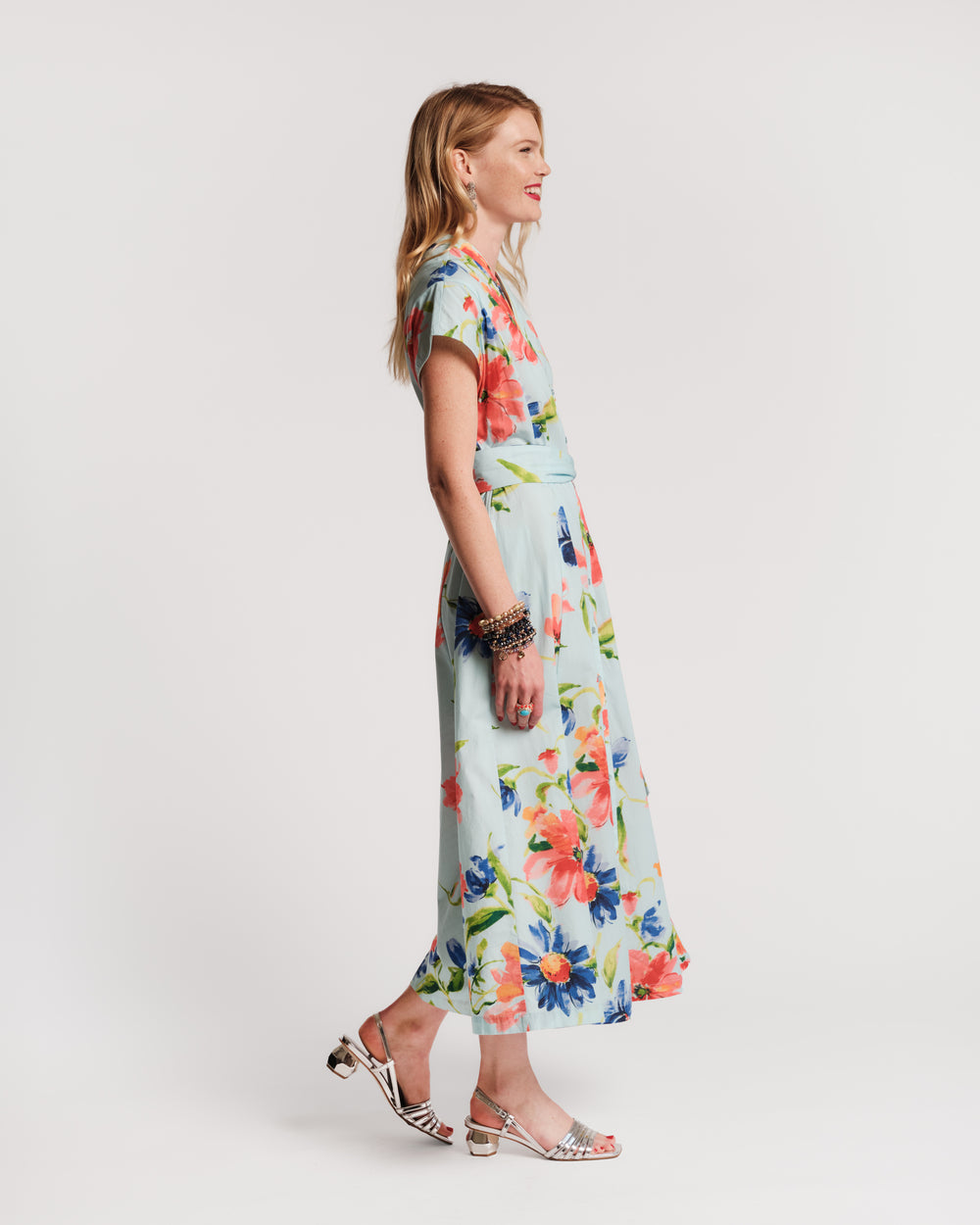 Eve Dress Georgia Print Cotton Poplin Light Blue/Multi Frances Valentine