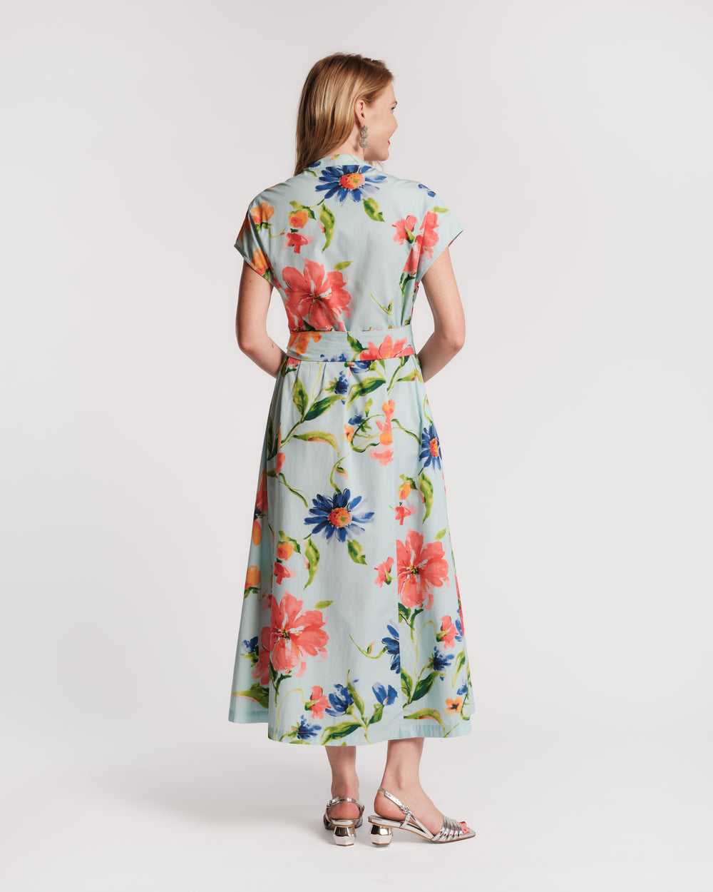 Eve Dress Georgia Print Cotton Poplin Light Blue/Multi Frances Valentine