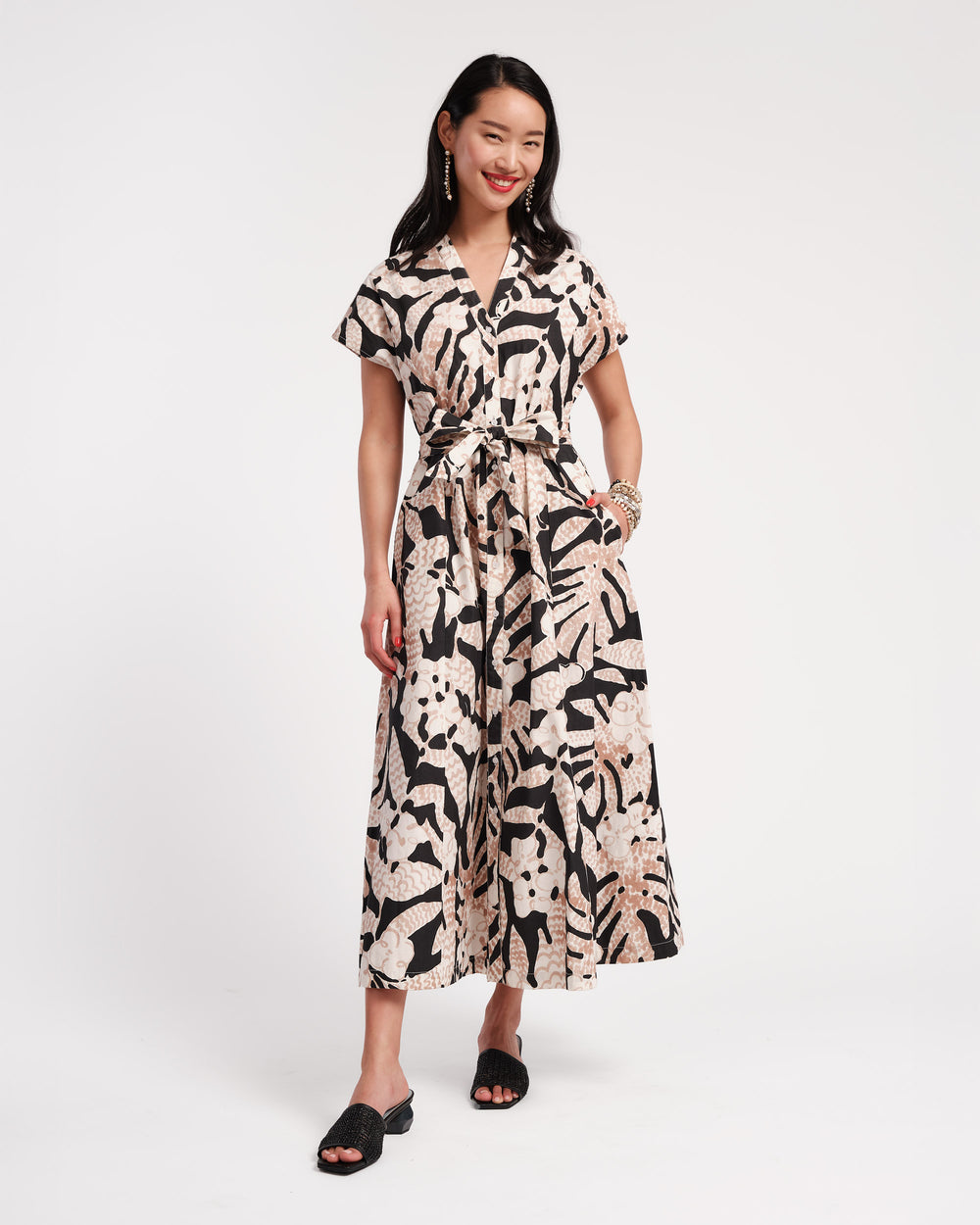 Eve Dress - Sketchy Jungle Black - Frances Valentine