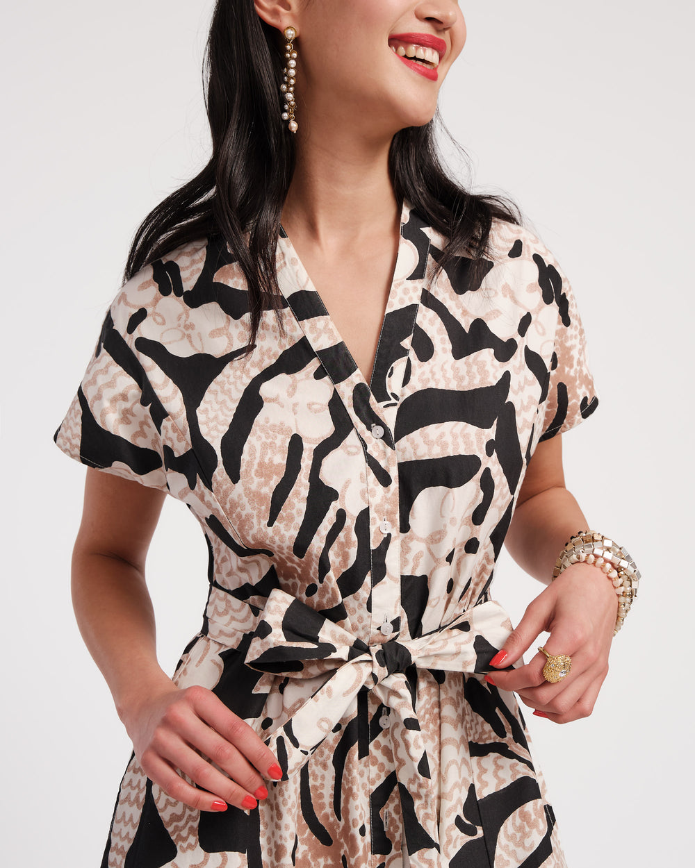 Eve Dress - Sketchy Jungle Black - Frances Valentine