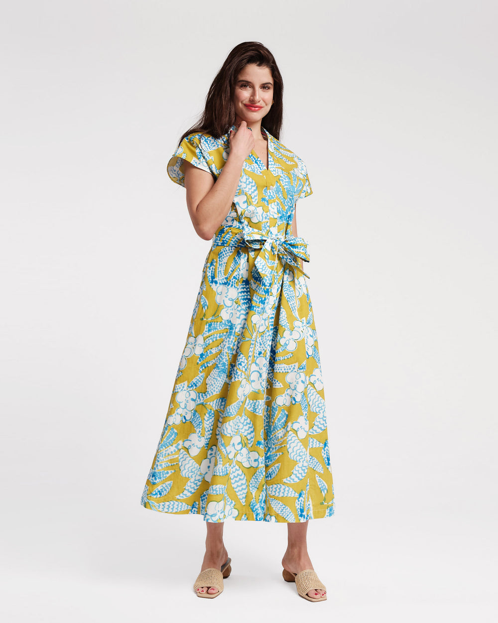 Eve Dress - Sketchy Jungle Green - Frances Valentine