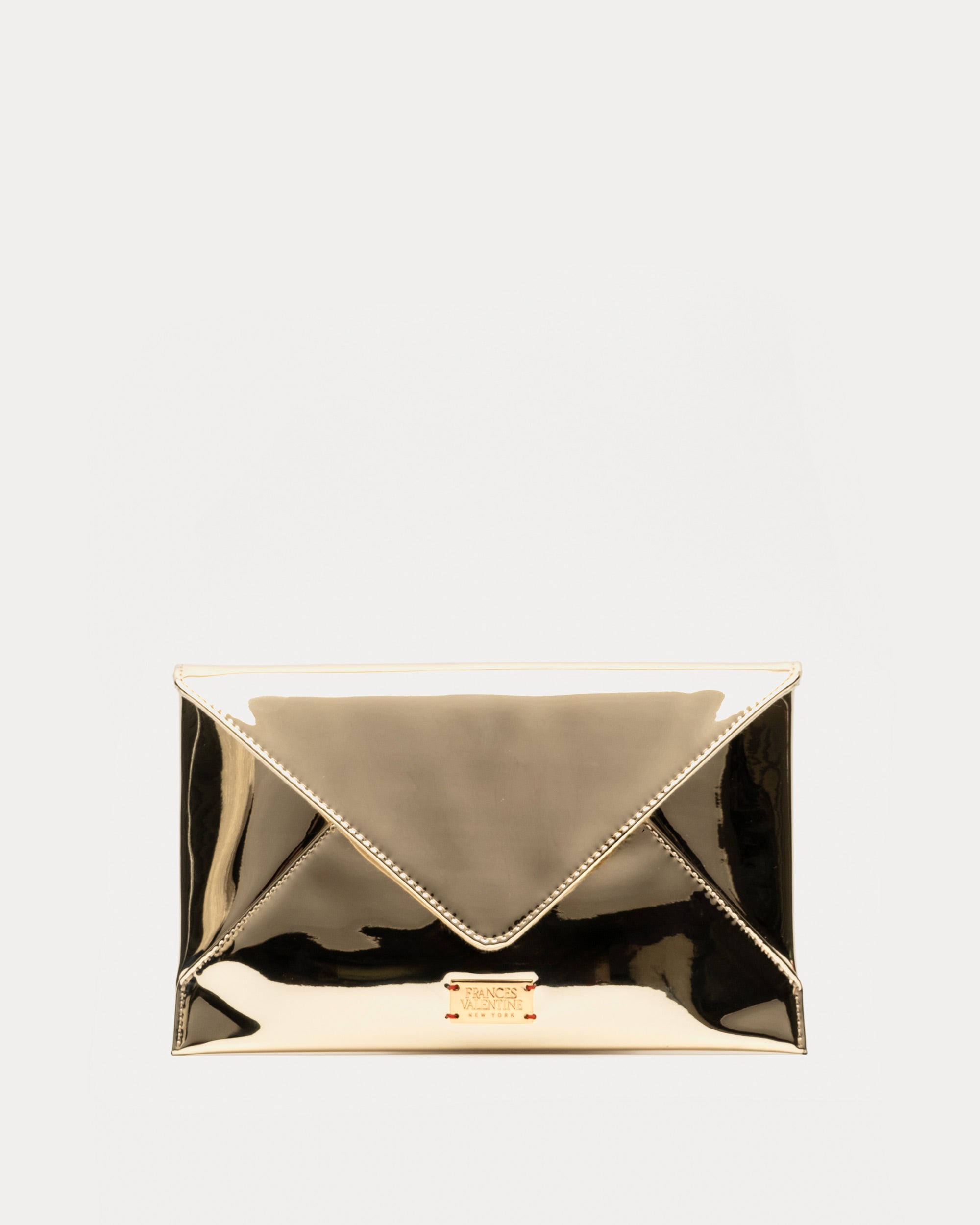 Evie Envelope Clutch Vegan Mirror Leather Gold