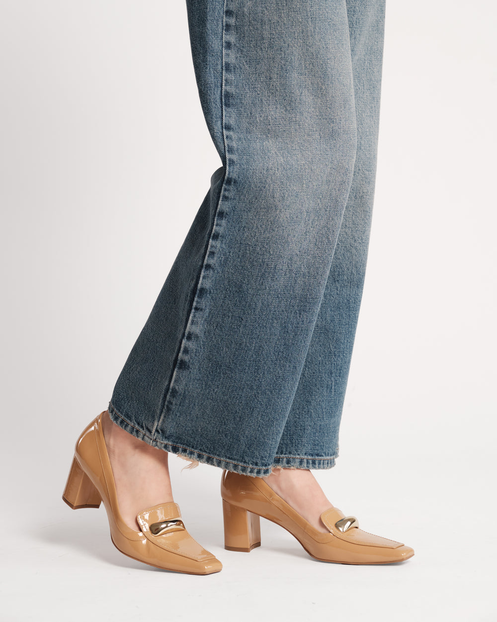 Barbara Loafer - Patent Leather Camel Heels Frances Valentine