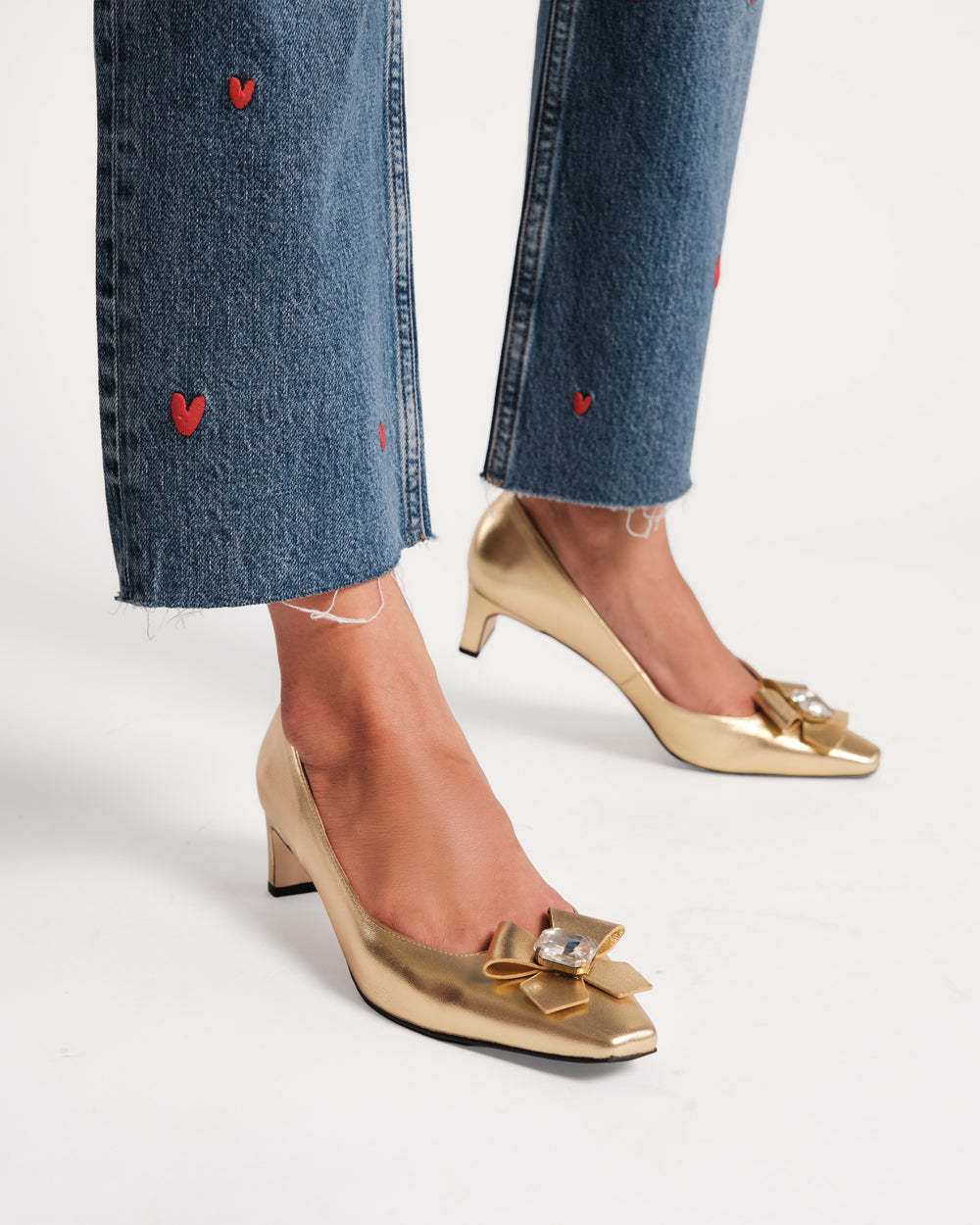 Diana Heel - Nappa Leather Gold Heels Frances Valentine