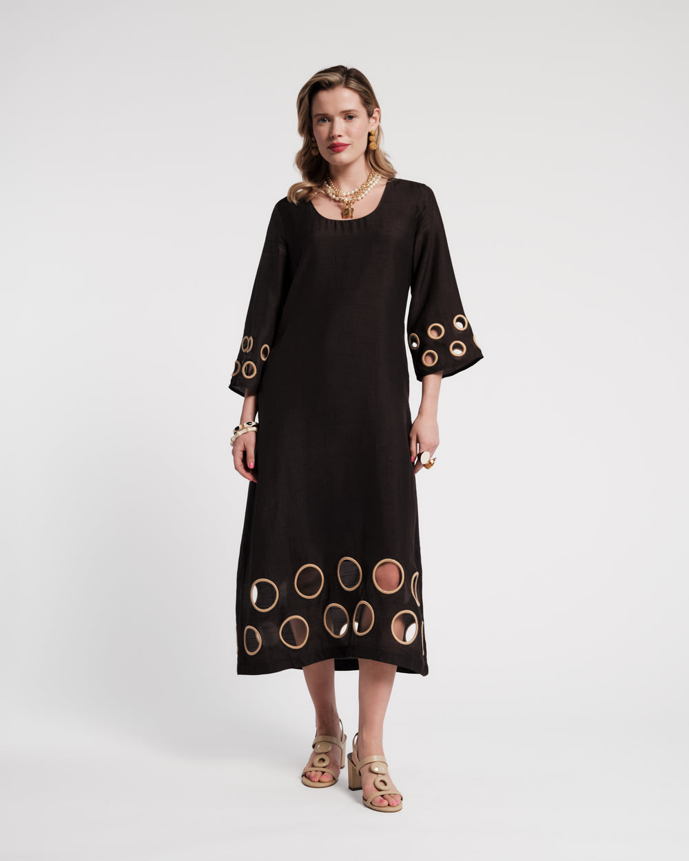Faye Cut Out Maxi Dress - Black/Taupe Dresses Frances Valentine