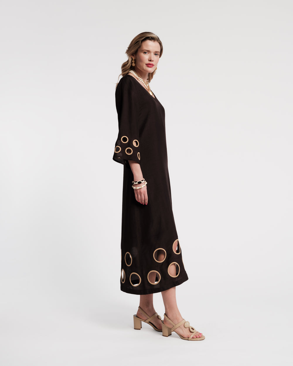 Faye Cut Out Maxi Dress - Black/Taupe Dresses Frances Valentine
