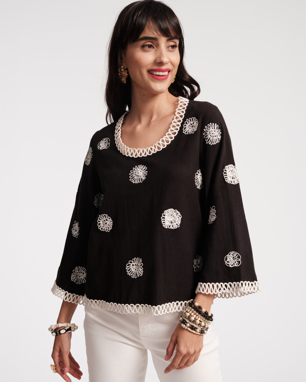 Fiona Top - Scribble Embroidery Tops Frances Valentine