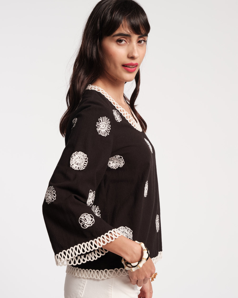 Fiona Top - Scribble Embroidery Tops Frances Valentine