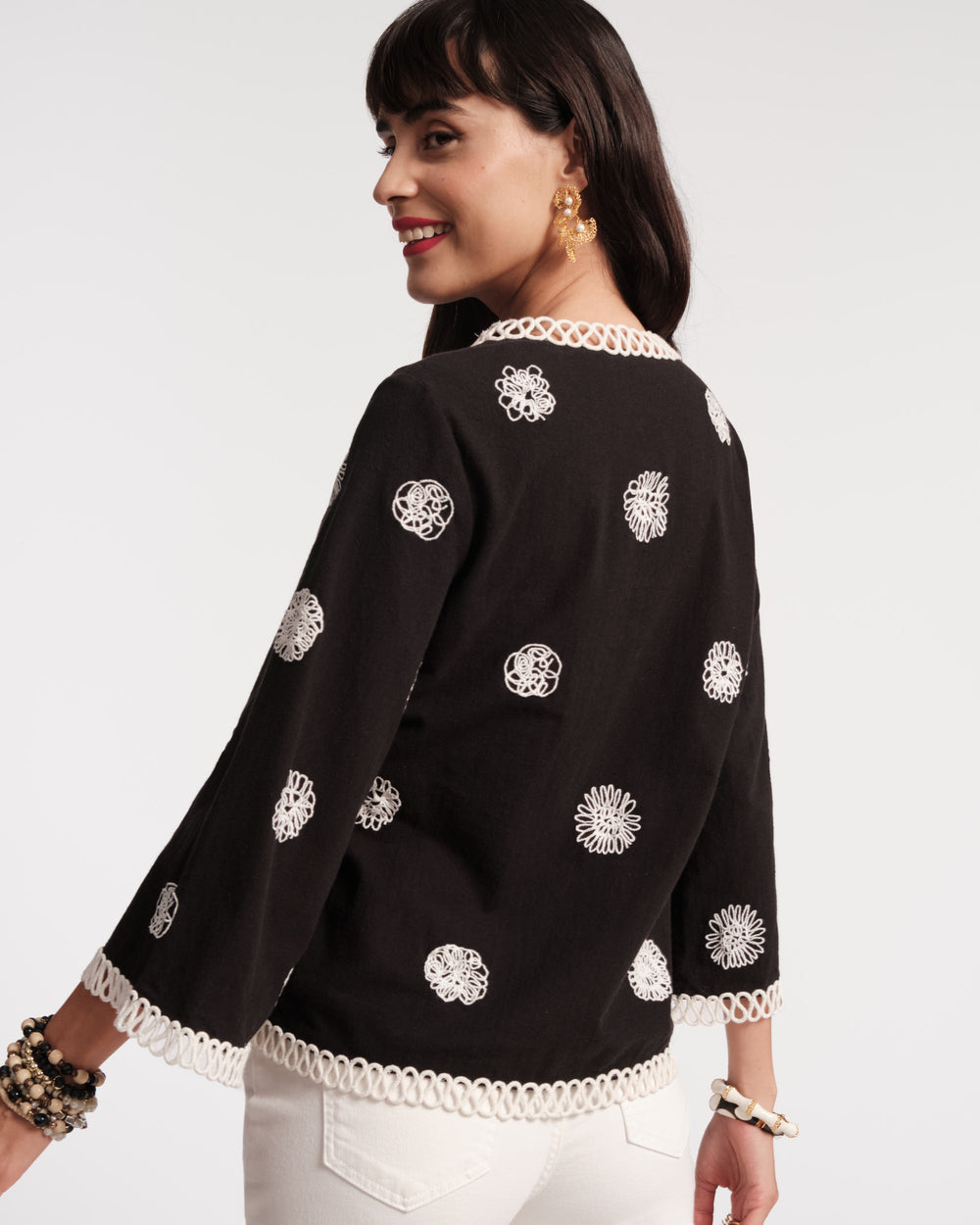 Fiona Top - Scribble Embroidery Tops Frances Valentine