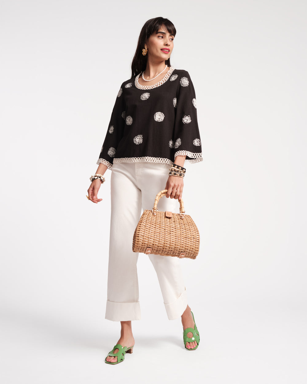 Fiona Top - Scribble Embroidery Tops Frances Valentine