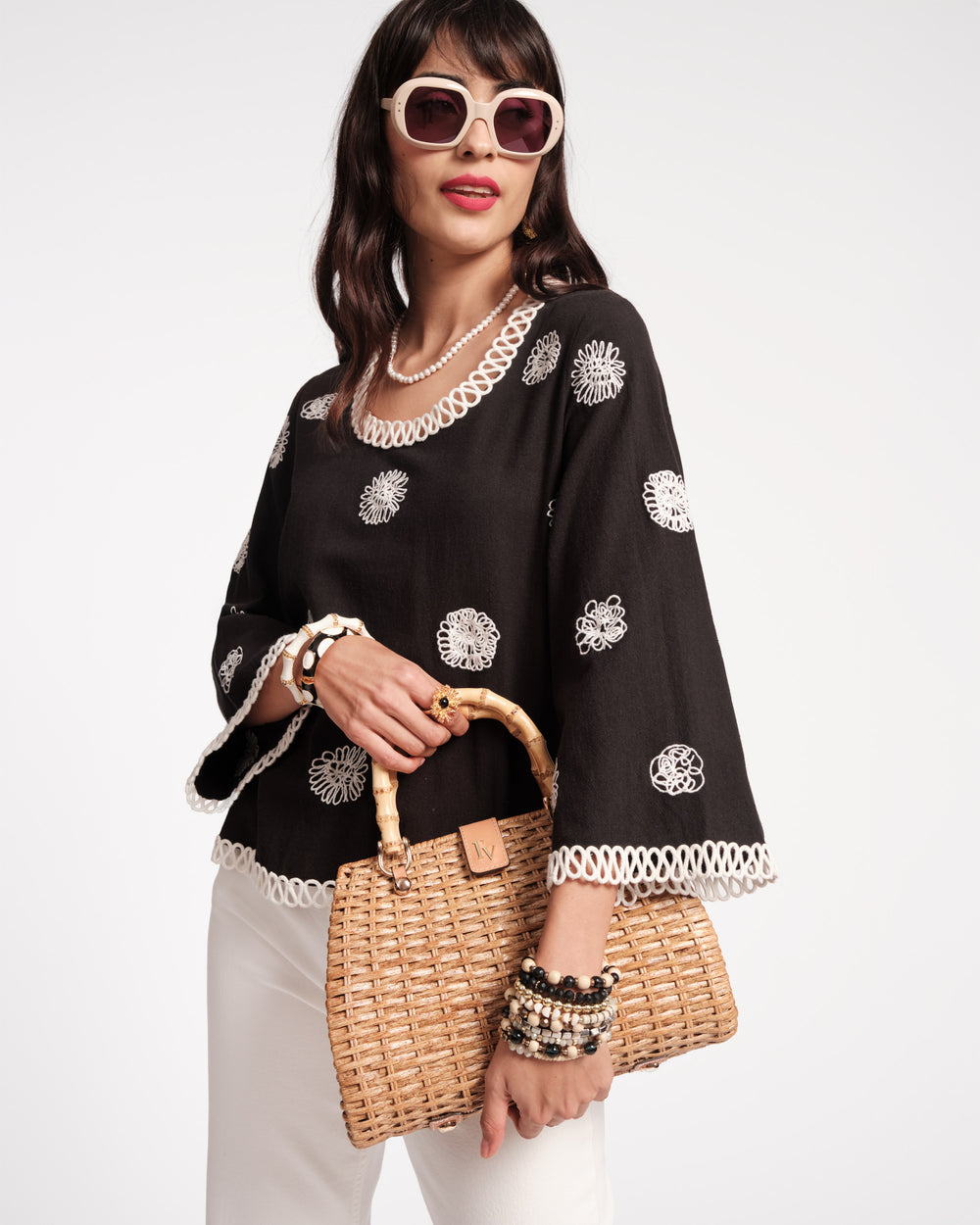 Fiona Top - Scribble Embroidery Tops Frances Valentine