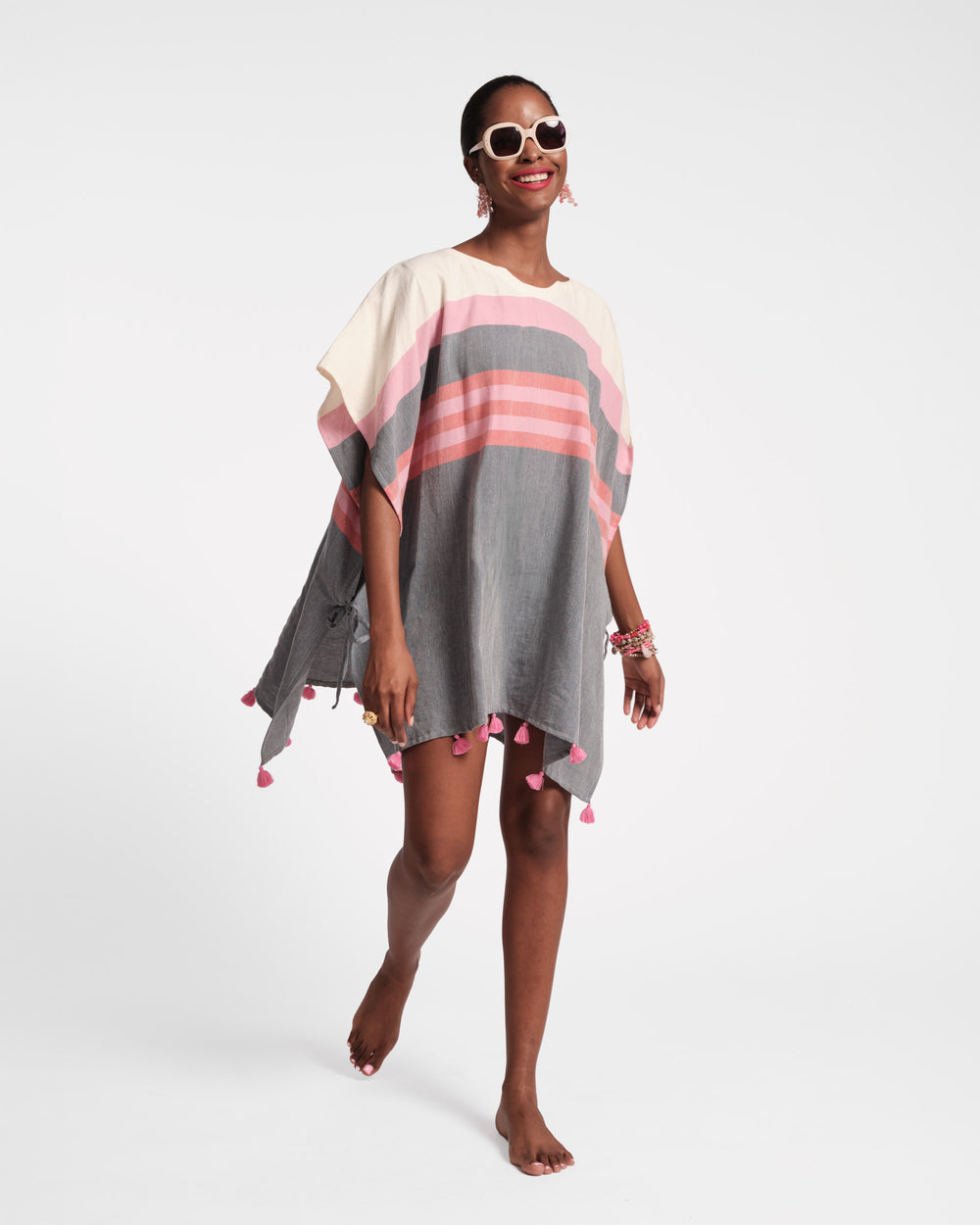 Striped Cotton Poncho Poncho Frances Valentine