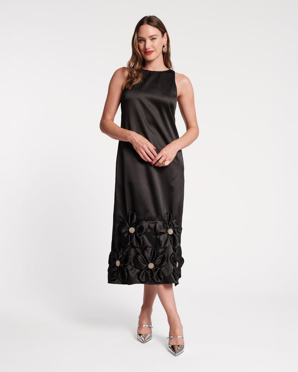 Francesca Flower Maxi Dress - Black