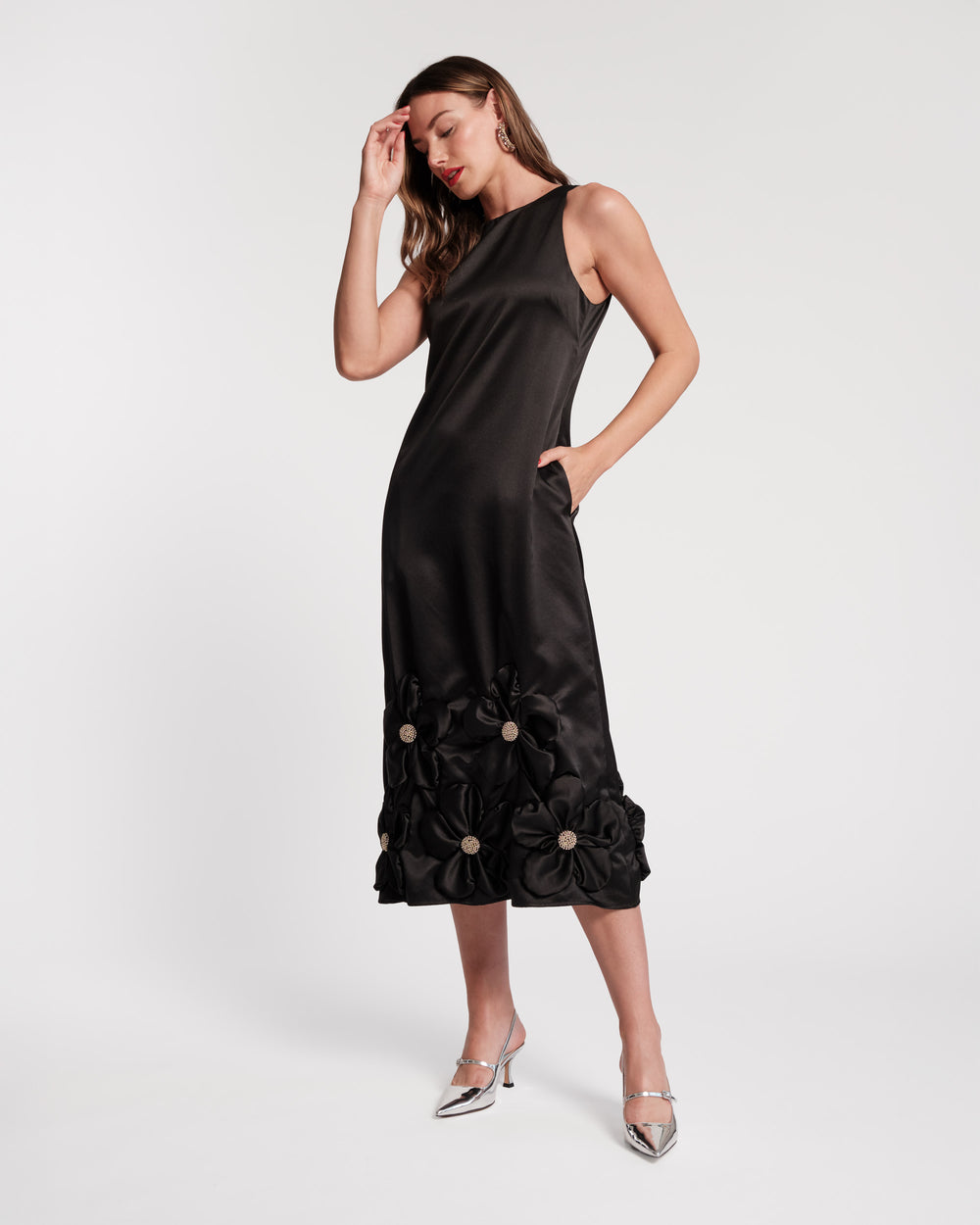 Francesca Flower Maxi Dress - Black