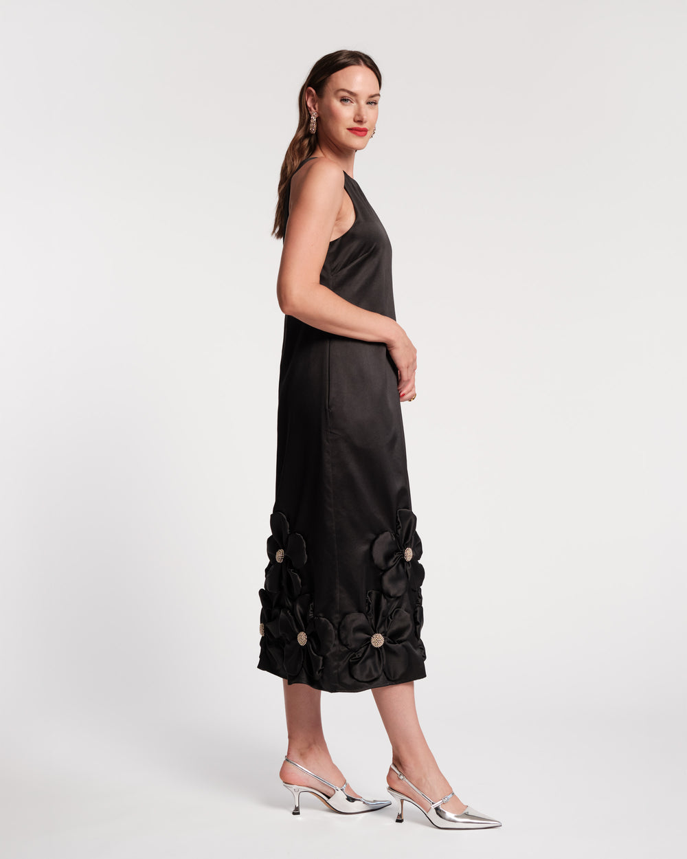 Francesca Flower Maxi Dress - Black