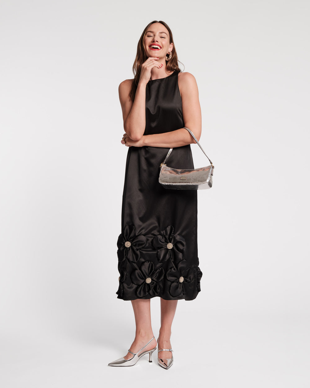 Francesca Flower Maxi Dress - Black
