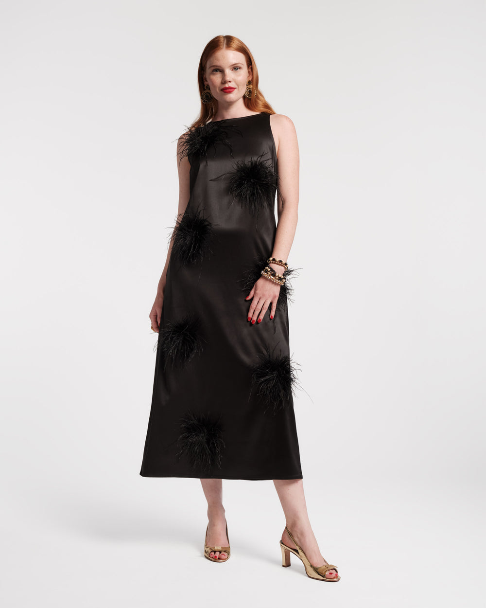 Francesca Feather Maxi Dress - Black/Black - Frances Valentine