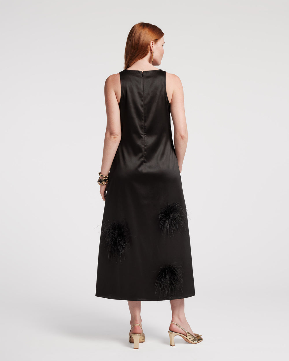 Francesca Feather Maxi Dress - Black/Black - Frances Valentine