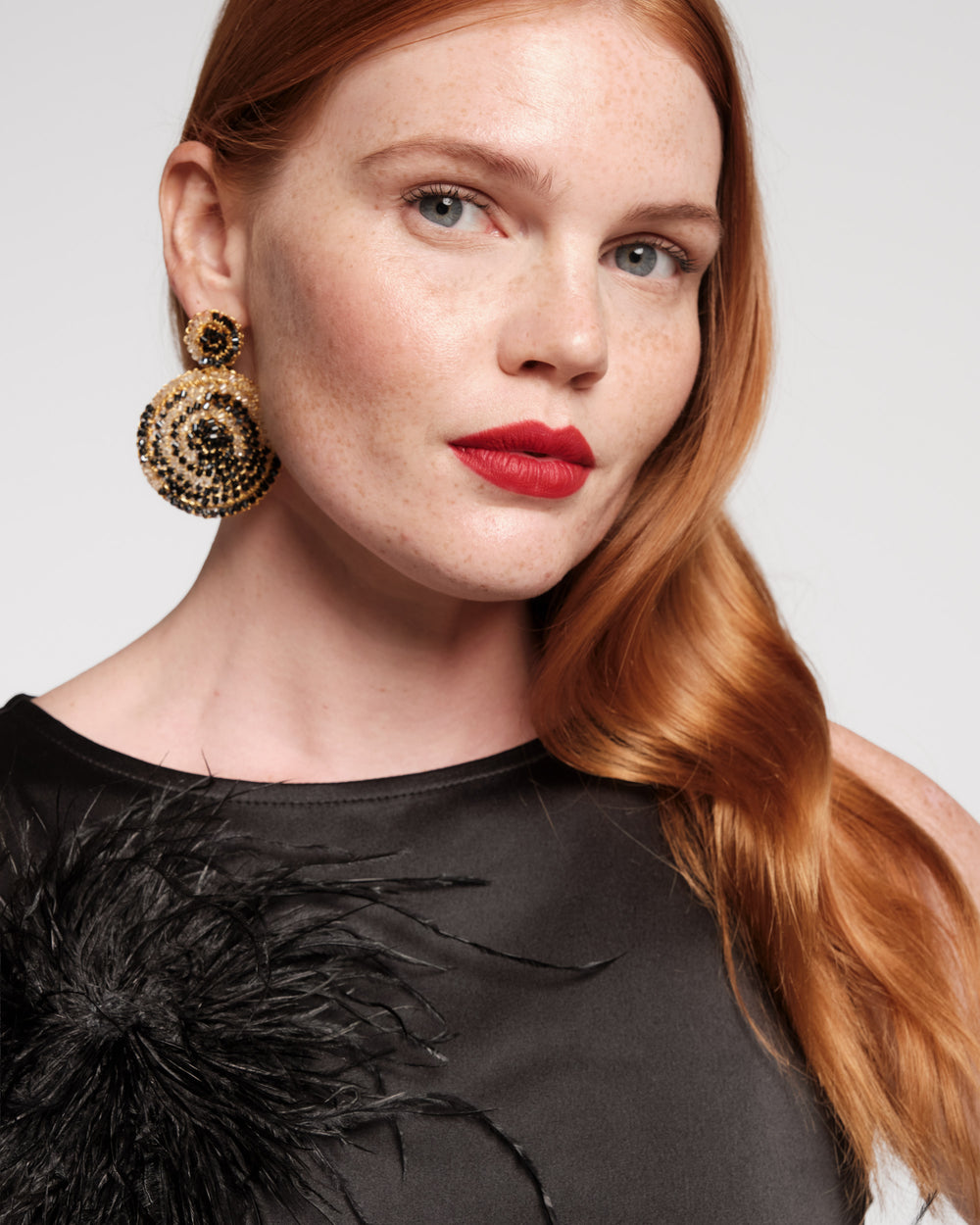 Francesca Feather Maxi Dress - Black/Black - Frances Valentine