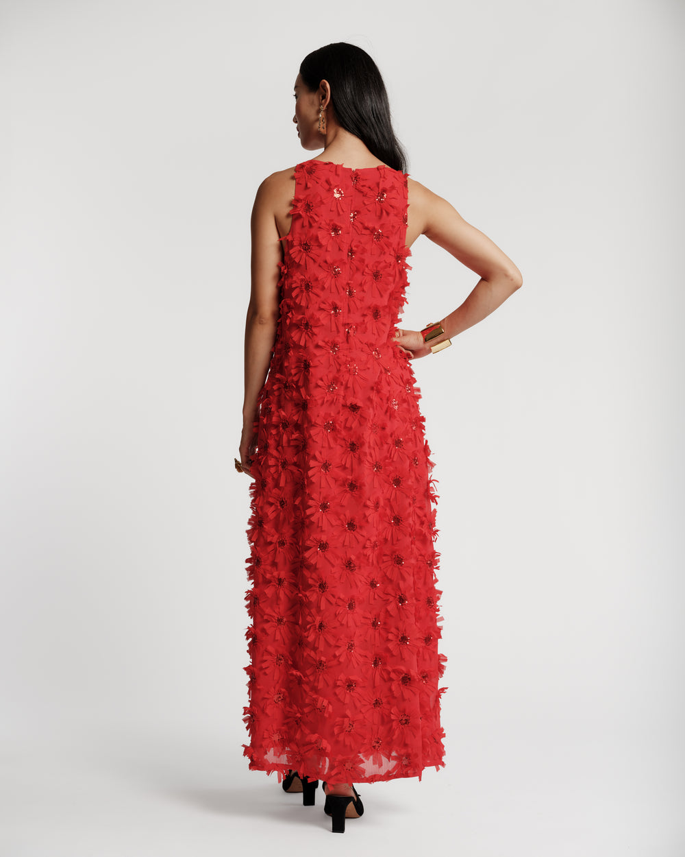 Francesca Maxi Dress - Daisy Applique Red Dresses Frances Valentine