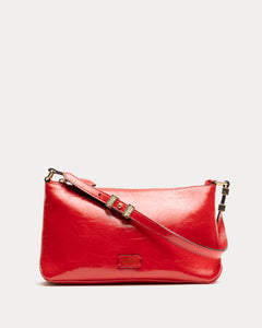 Freddie Shoulder Bag Crinkled Leather Red - Frances Valentine