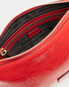 Freddie Shoulder Bag Crinkled Leather Red - Frances Valentine