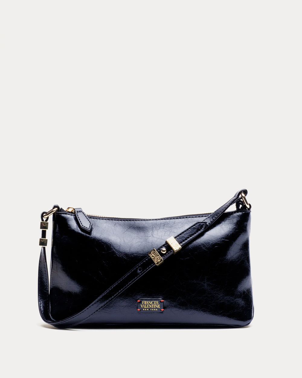 Freddie Shoulder Bag - Crinkled Leather Navy - Frances Valentine