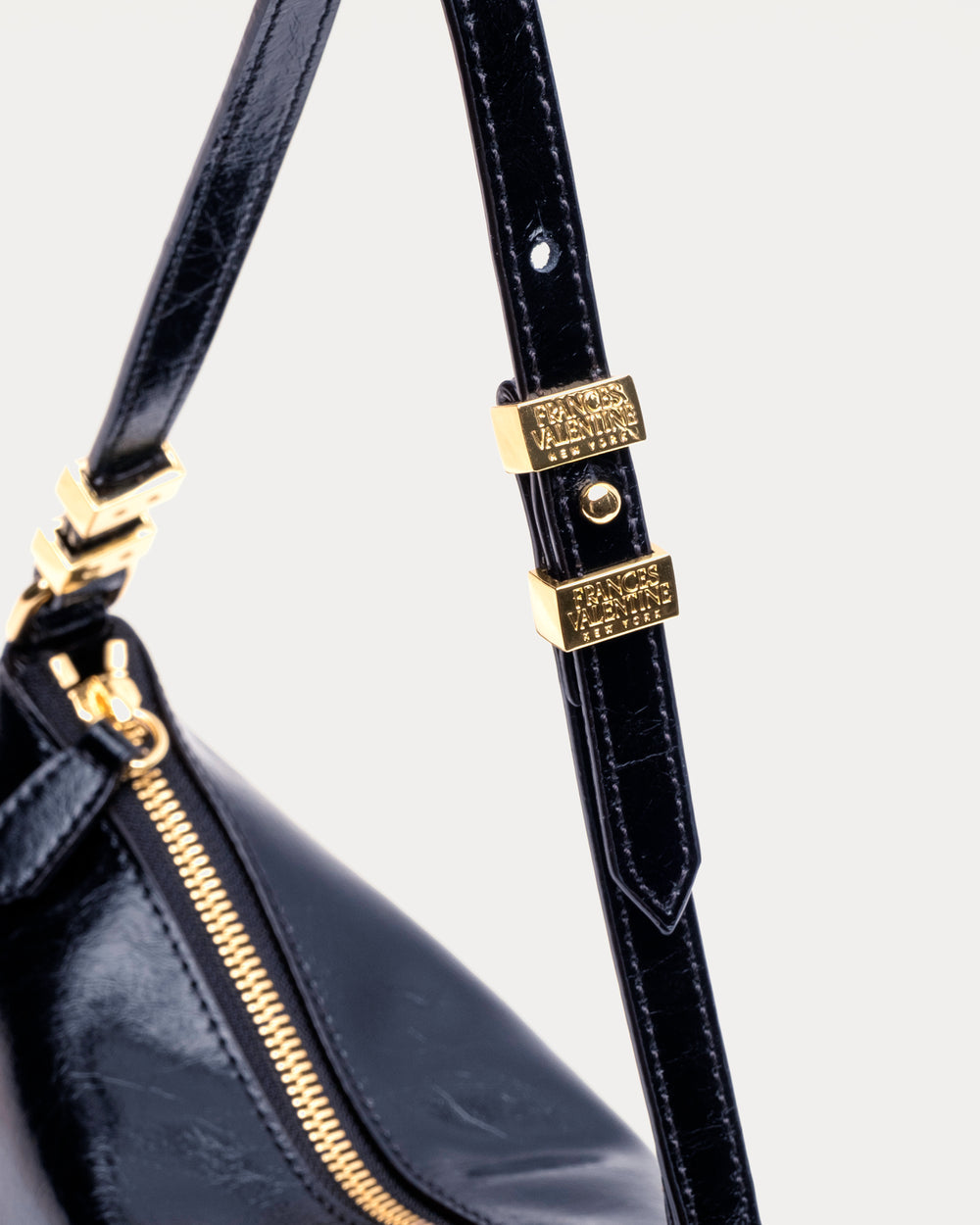 Freddie Shoulder Bag - Crinkled Leather Navy - Frances Valentine