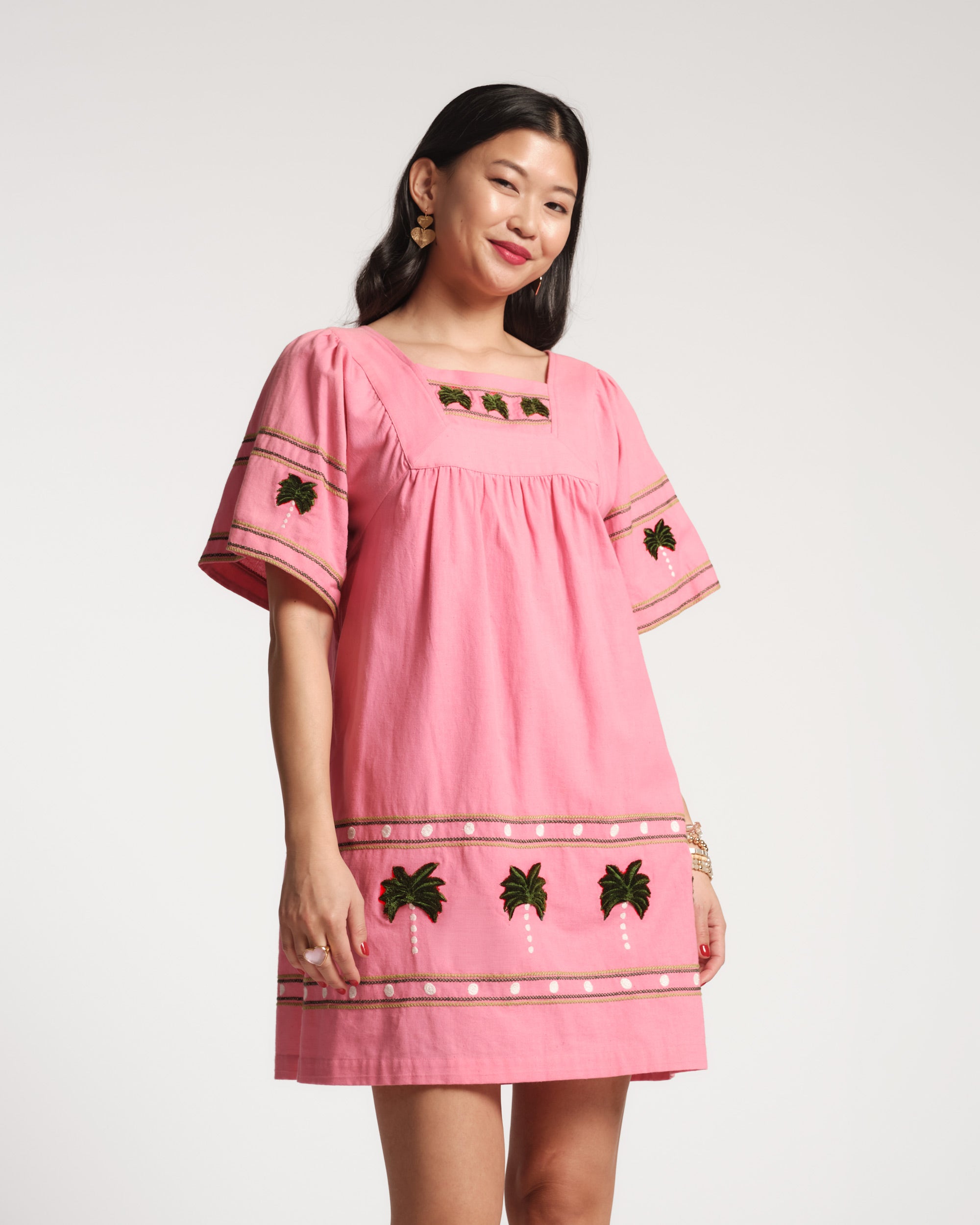 Picnic Mini Dress - Palm Tree Pink – Frances Valentine