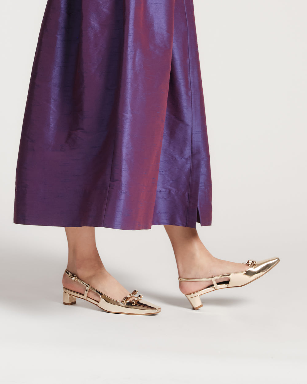 Emma Mini Block Heel - Platino