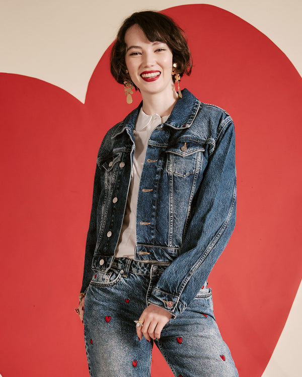Taylor Sweetheart Jacket - Heart Embroidery Coats & Jackets Frances Valentine