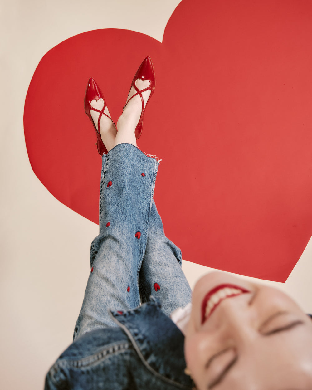 Lily Heel - Crinkled Leather Red Heels Frances Valentine