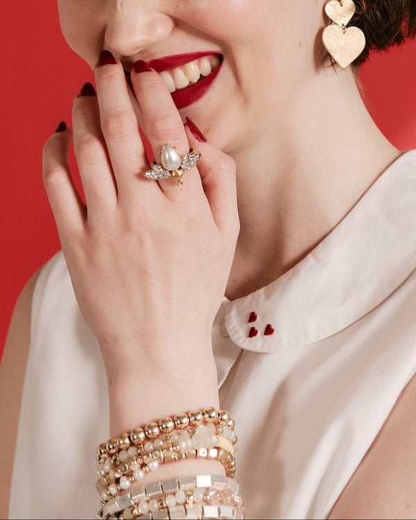 Bee Ring - Gold/White