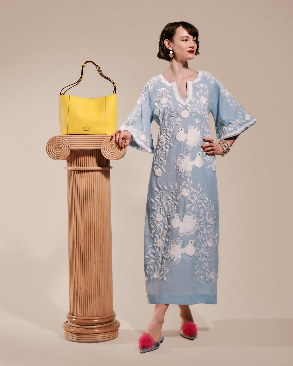 June Hobo - Tumbled Leather Canary Handbag Frances Valentine