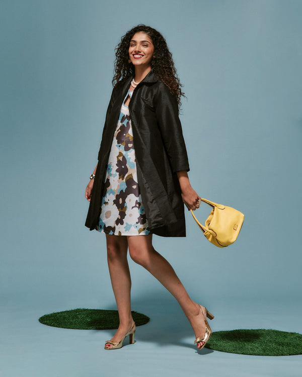 Charlotte Topper Solid Poly Dupion Black Frances Valentine