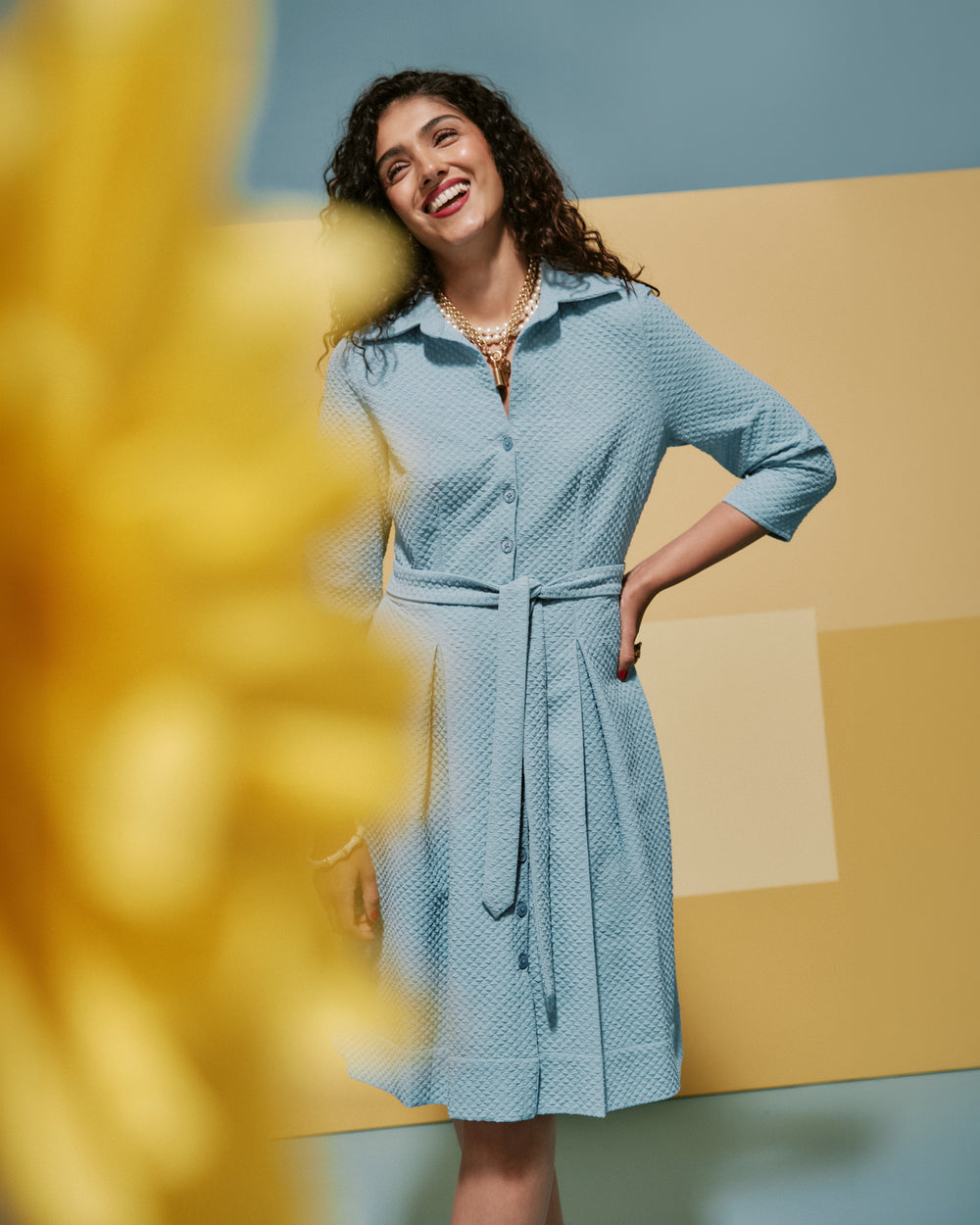 Bellini Waffle Dress - Air Blue Dresses Frances Valentine