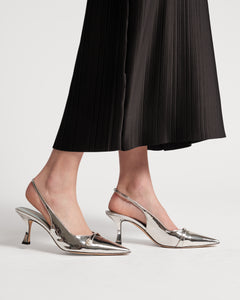 Vivian Pearl Pump Vegan Mirror Leather Silver - Frances Valentine