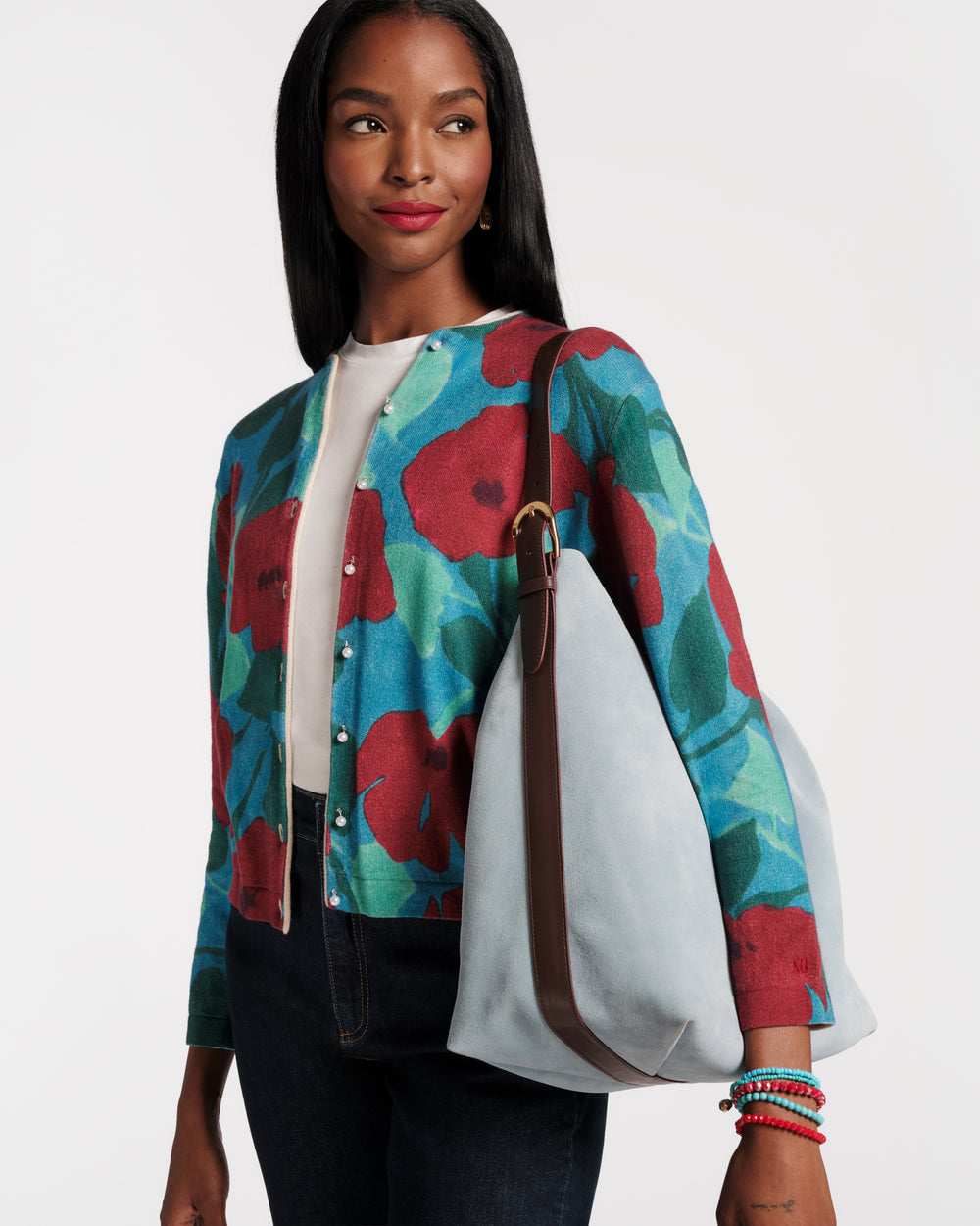 Hunter Suede Hobo - Light Blue - Frances Valentine
