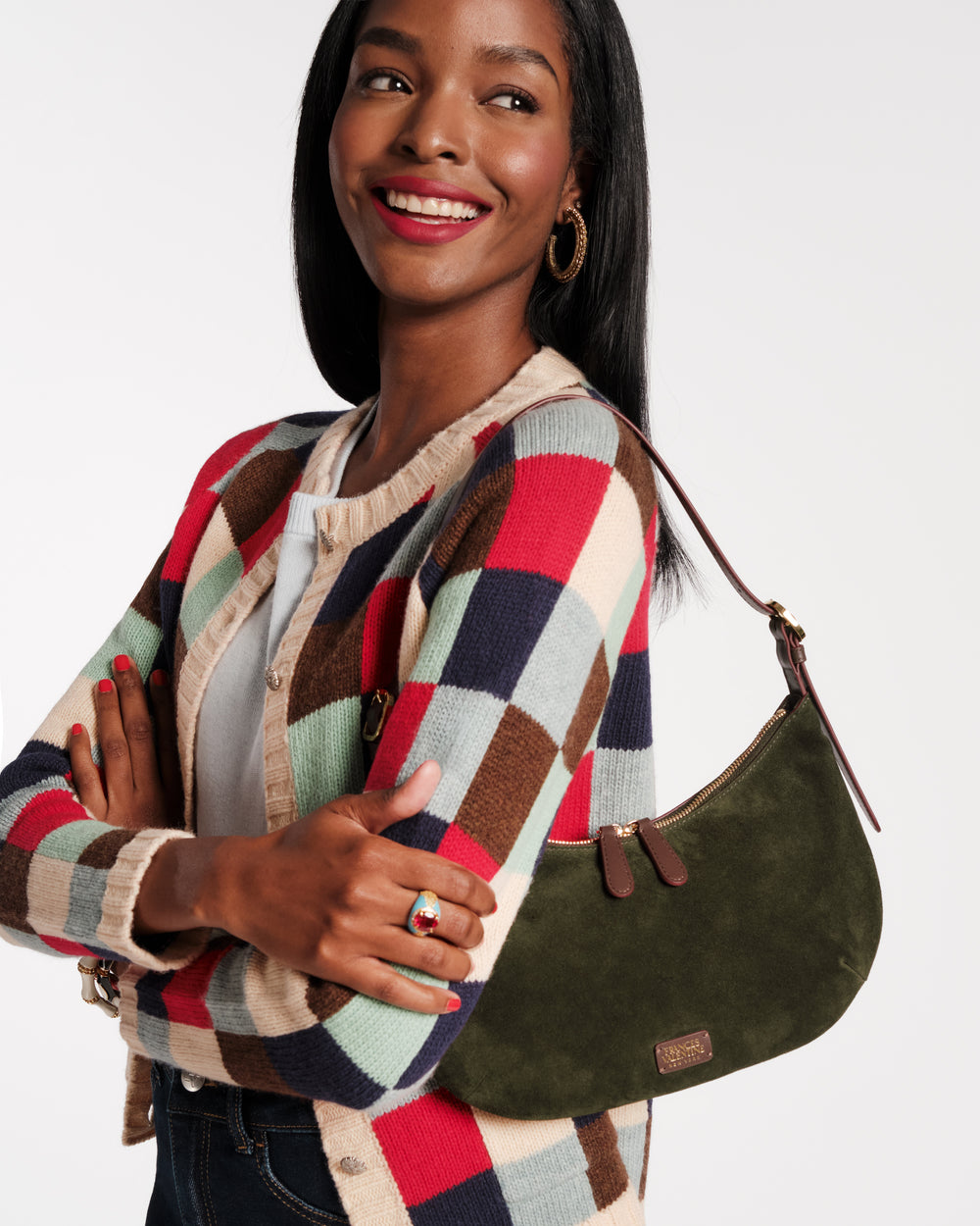 Starr Suede Hobo - Olive - Frances Valentine