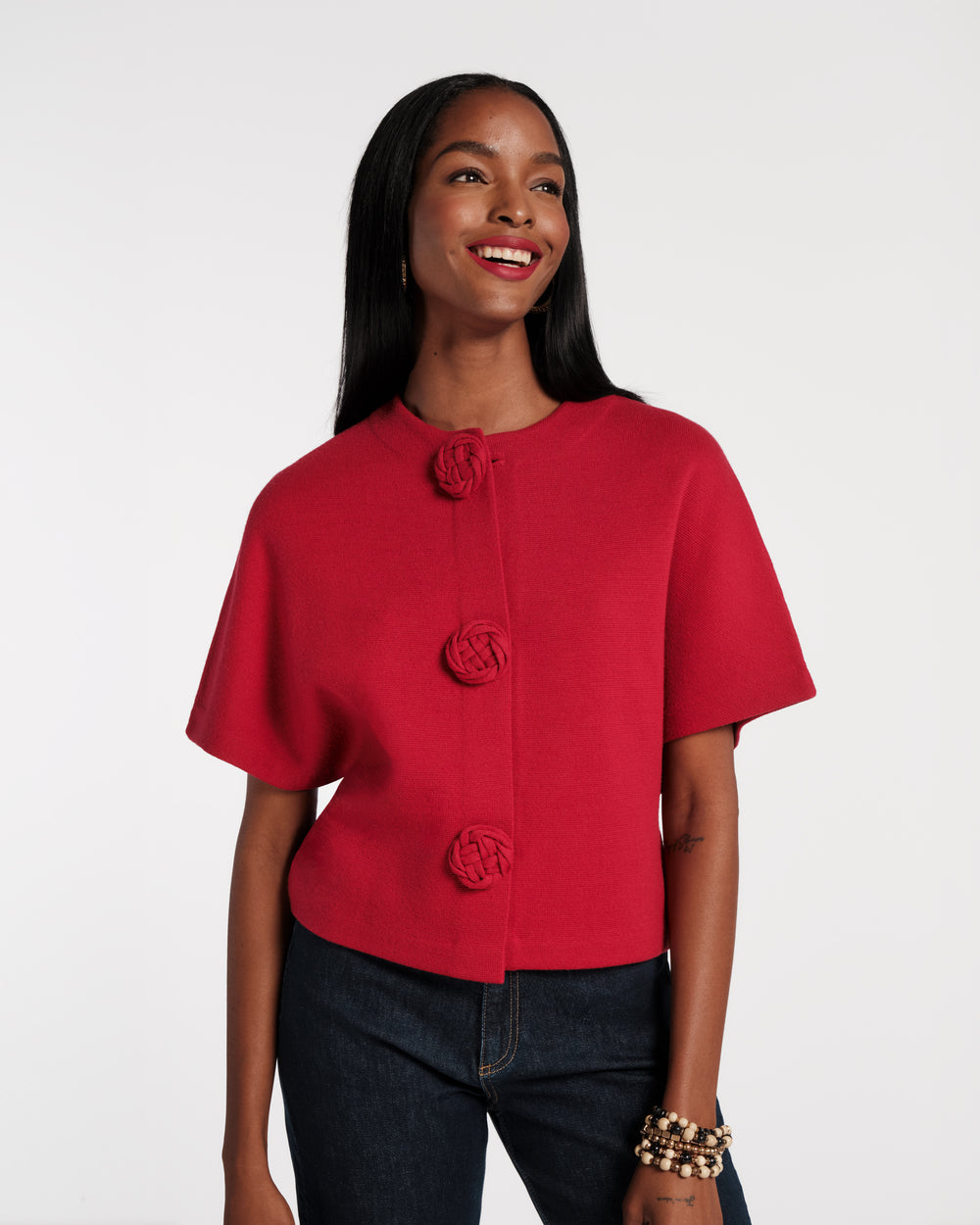 Carnegie Wool Shrug - Red - Frances Valentine