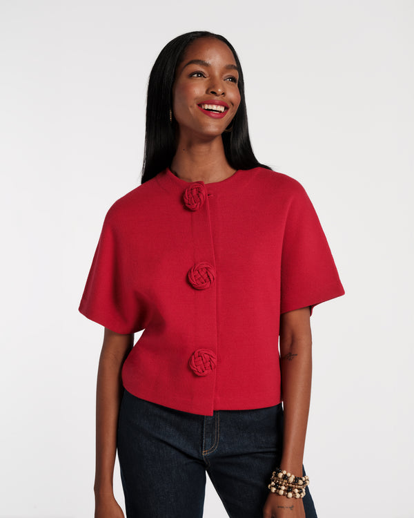 Carnegie Wool Shrug - Red - Frances Valentine