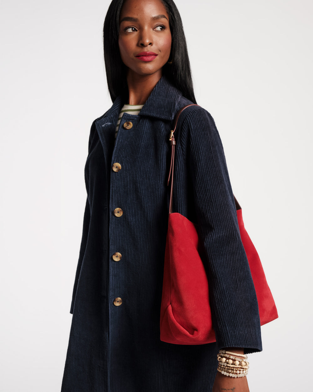 Brynn Suede Hobo - Red - Frances Valentine