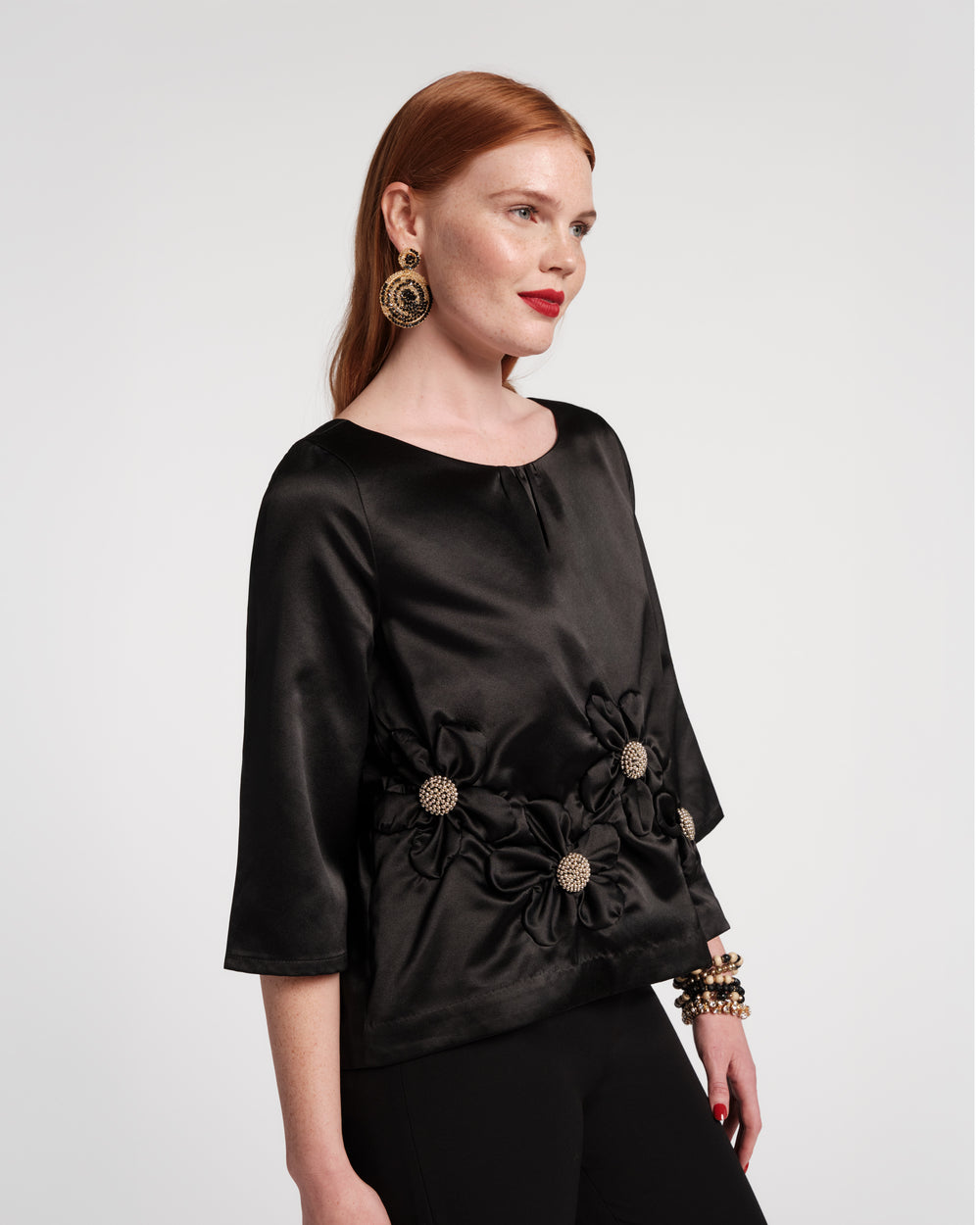 Edie Flower Top - Black