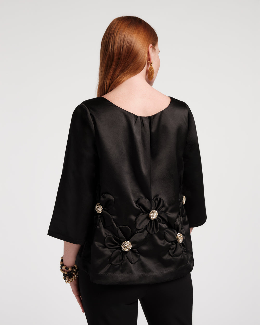 Edie Flower Top - Black