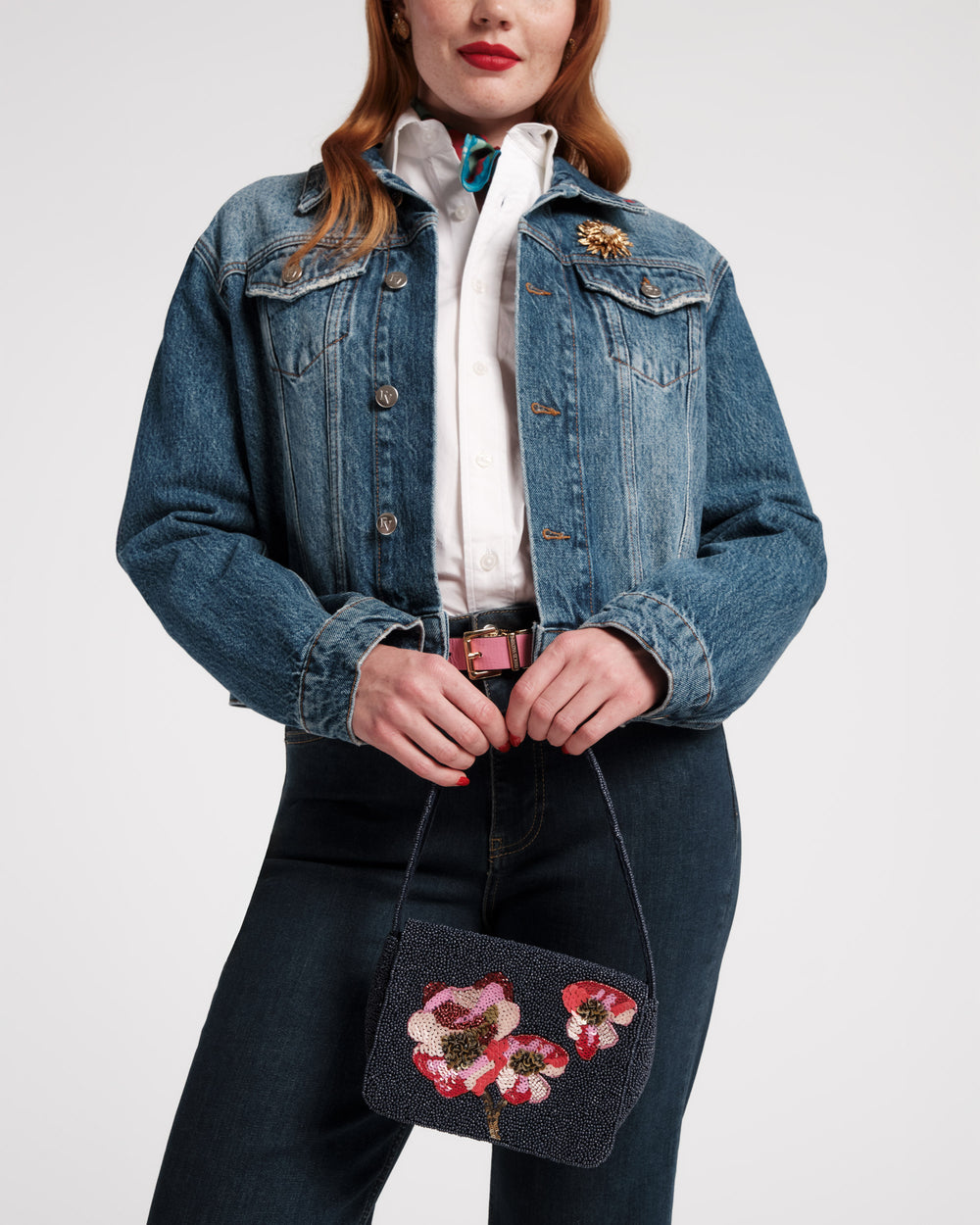Tini Beaded Bag - Paradise Poppy Navy/Multi - Frances Valentine