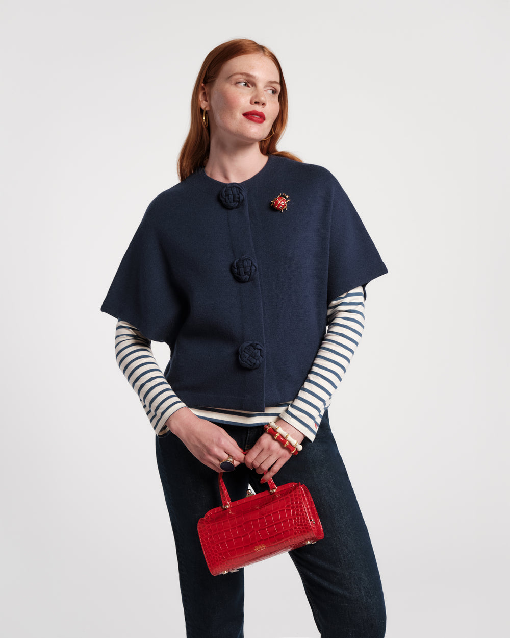 Carnegie Wool Shrug - Navy - Frances Valentine