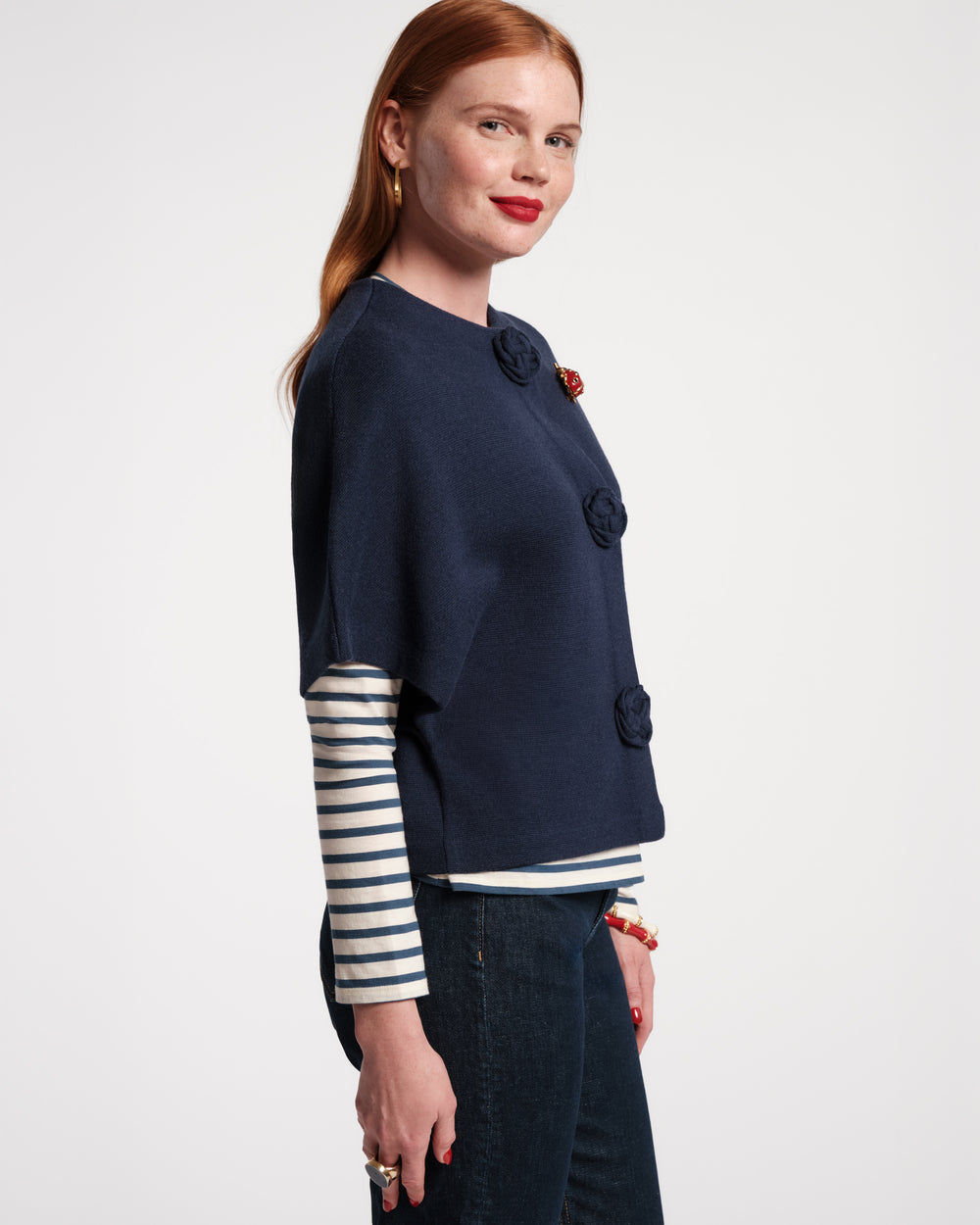 Carnegie Wool Shrug - Navy - Frances Valentine