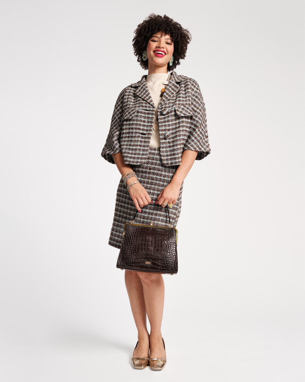 Wool Plaid Pencil Skirt - Frances Valentine