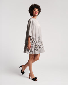 Edie Floral Mini Dress Silver - Frances Valentine