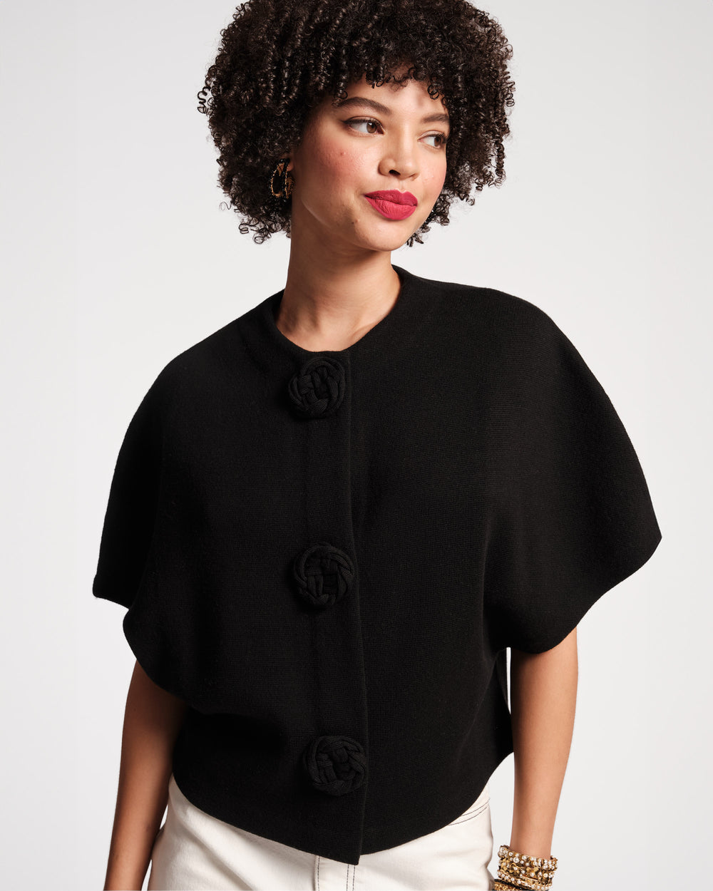 Carnegie Merino Wool Shrug - Black Sweater Frances Valentine